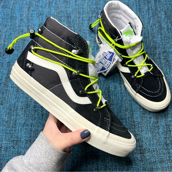 Vans Anaheim Factory Sk8 Hi Echo DX Sneakers in Black White Neon - Picture 1 of 9